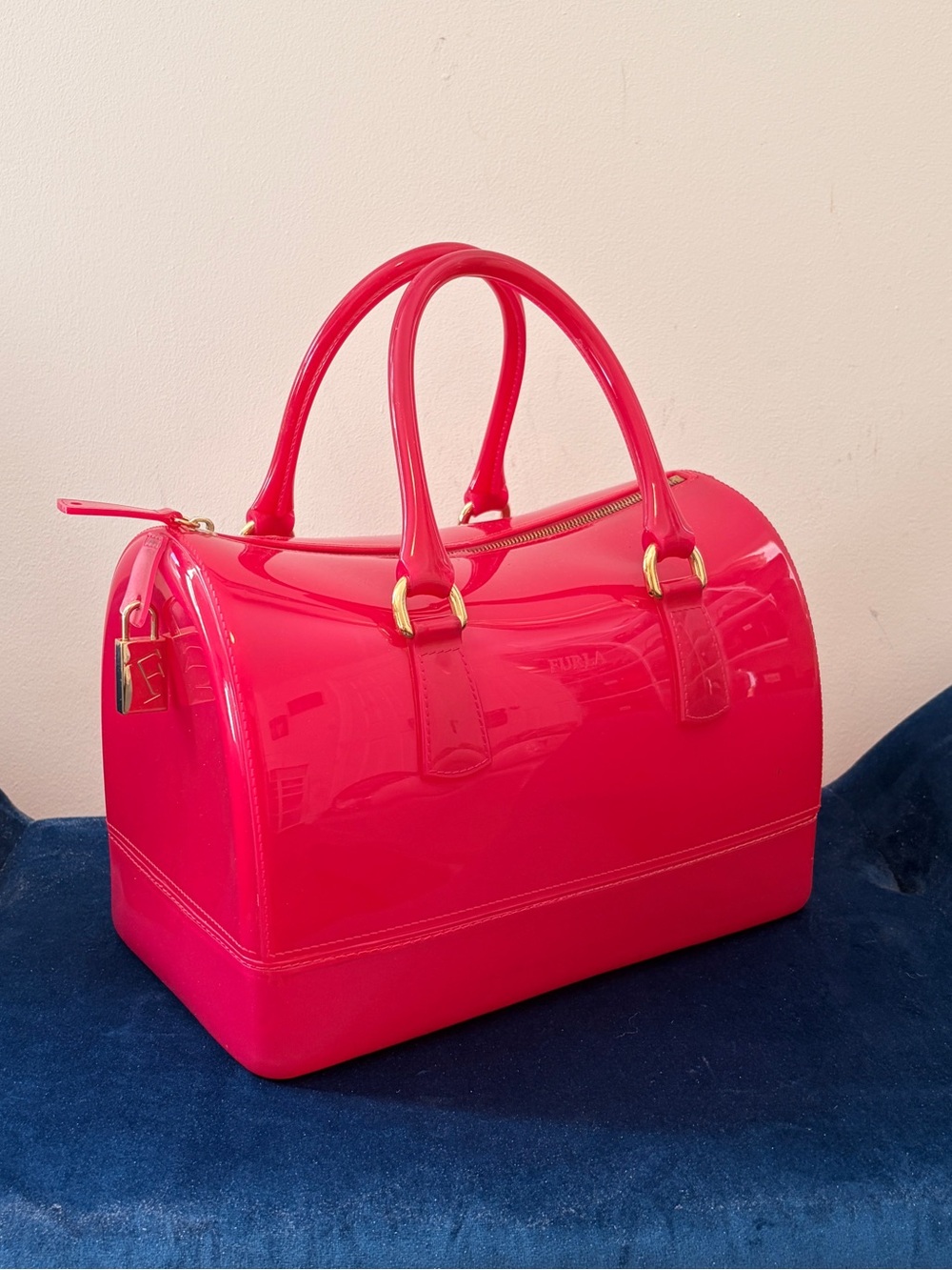 Furla Hot Pink Patent Dome Satchel